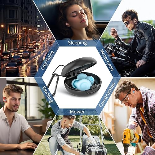 Miniatura 7 de Tapones para los oídos para cancelación de ruido para dormir, 2 pares de tapones de silicona reutilizables para reducción de ruido de 25 a 33 dB con