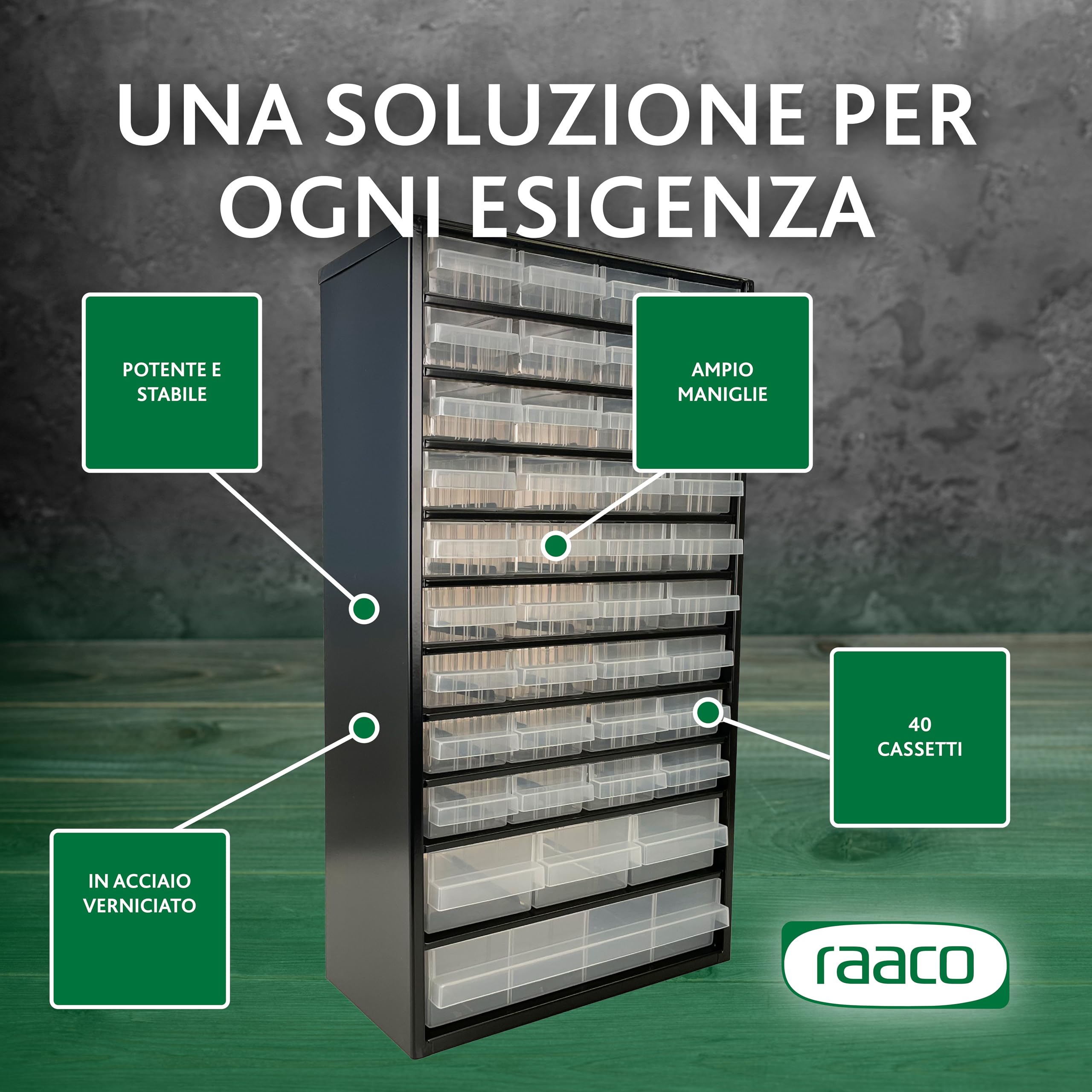 Cassettiera RAACO Per Minuteria - 40 Cassetti Trasparenti - Foto 7
