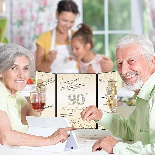 Miniatura 7 de DARUNAXY Black Gold 90th Birthday Party Decorations, Happy 90th Birthday Alternative Signature Guest Book for Men Women Cheers to 90 Years Old Gifts