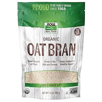 NOW Foods, Organic Oat Bran, Source of Fiber and Protein, USA Grown, Non-GMO Project Verified, 14-Ounce Packaging May Vary