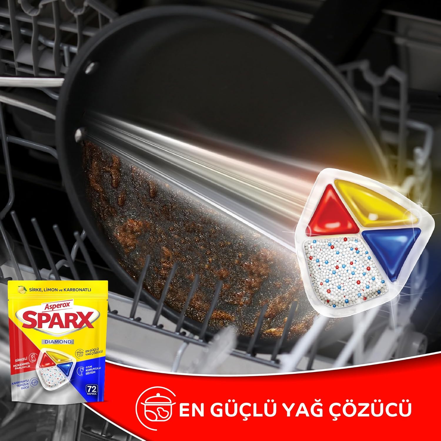 Asperox Sparx Diamond Bulaşık Makinesi Kapsülü 72 Adet