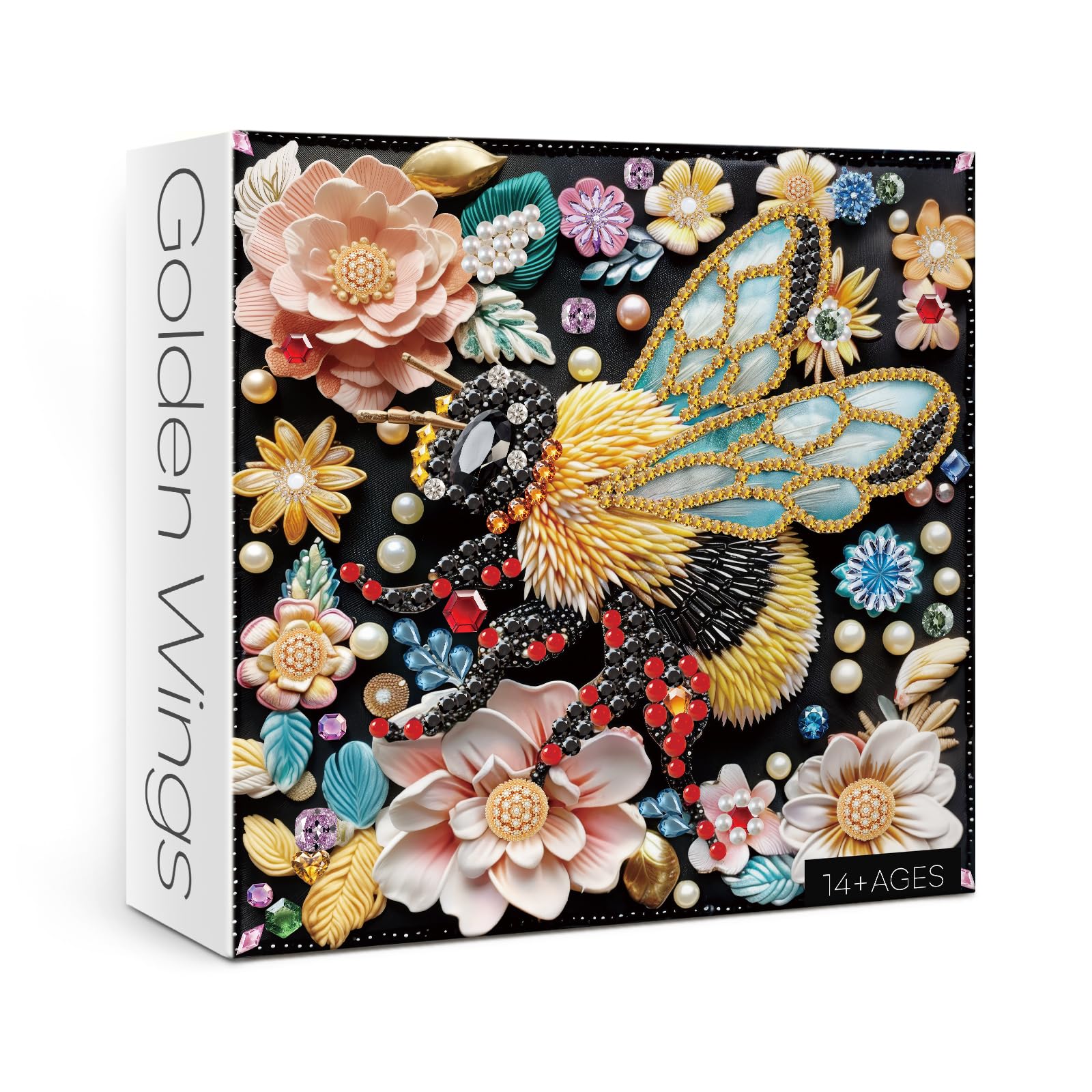 3D Crystal Gem Bee Puzzles for Adults 1000 Pieces, Colorful Jewel Honeybee Flower Art Jigsaw Puzzles, Beautiful Diamond Pretty Fantasy Puzzle