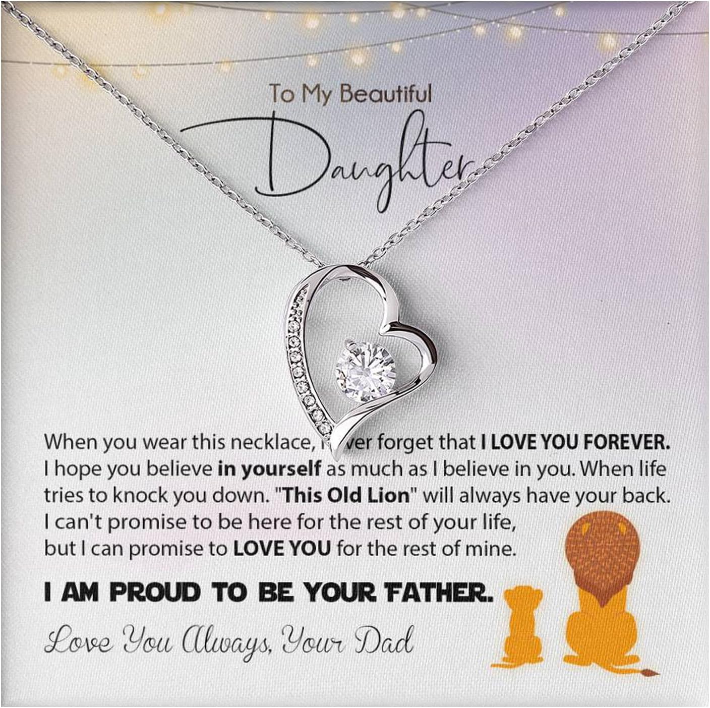 Fa Gifts To My Daughter Necklace from Dad – Meaningful Jewelry Gift with Message Card & Box | Birthday, Graduation, Christmas, or Valentine’s Day Gift for Daughter from Father