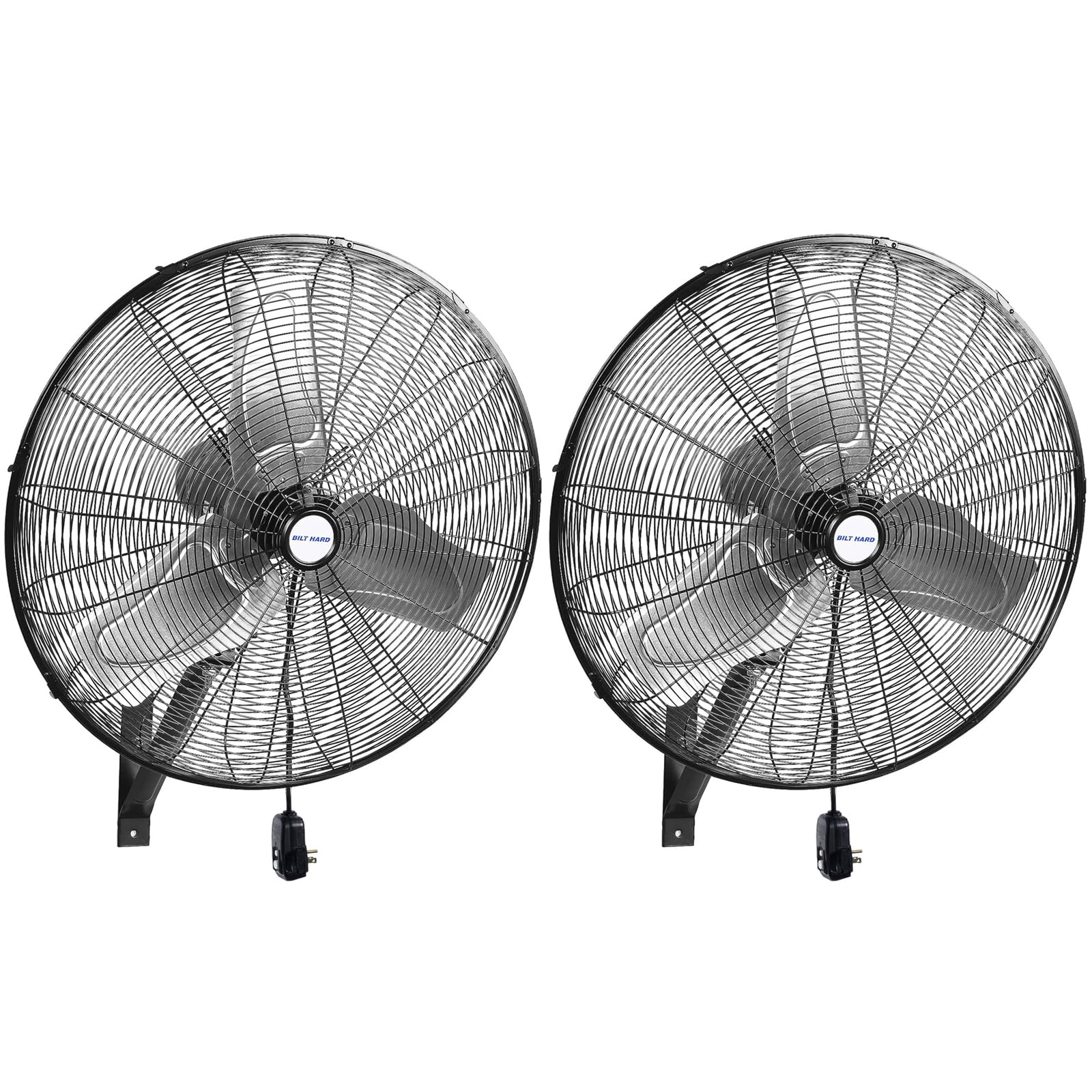 BILT HARD 24 in. Outdoor Oscillating Wall Fan, 6300 CFM 3-Speed Heavy Duty Outdoor Wall Fans, High Velocity Waterproof Fans for Patio, Commercial, Industrial, Warehouse, UL Listed, 2 Pack