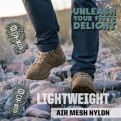 Waterproof Tactical Boots Men, Breathable Outdoor Lightweight Military Hiking Work Boots for men