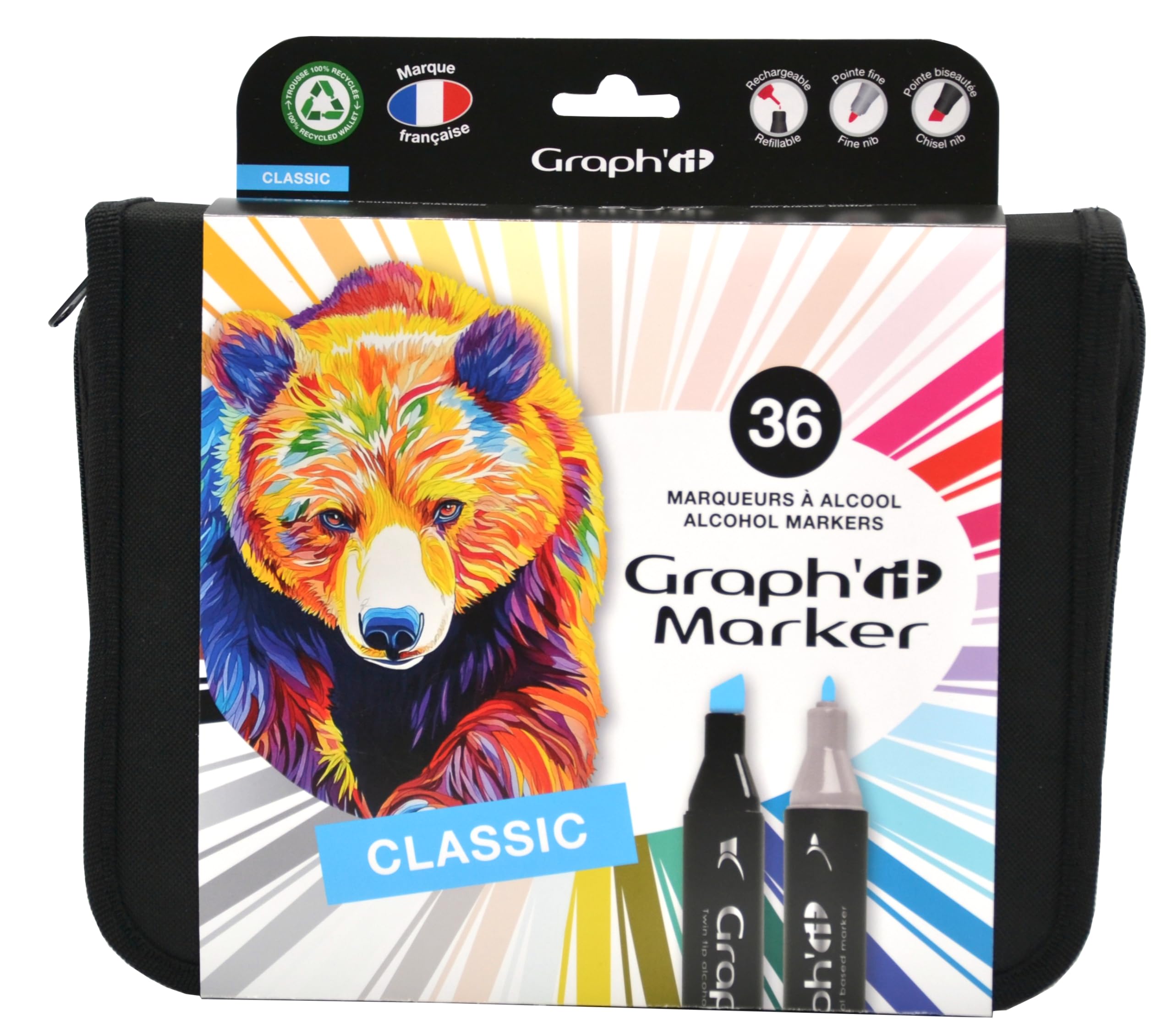 Graph 'it 36 Stück Marker, Alkohol Doppelspitze Basic Colors