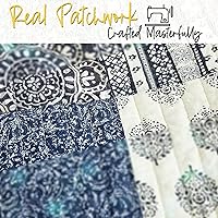 Vista 2 de DaDa Bedding - Juego de colcha de tela vaquera, diseño floral, 100 % algodón, bohemio, chic, ligero, acolchado, a rayas, medallón de cachemira