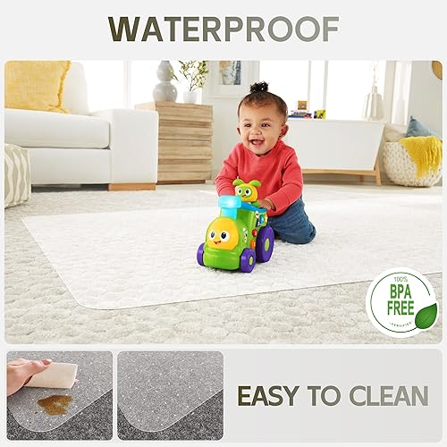 Miniatura 6 de Tapete para silla de oficina para suelo de alfombra, 0.1 pulgadas de grosor, 48 x 40 pulgadas, resistente para silla de computadora para alfombra de