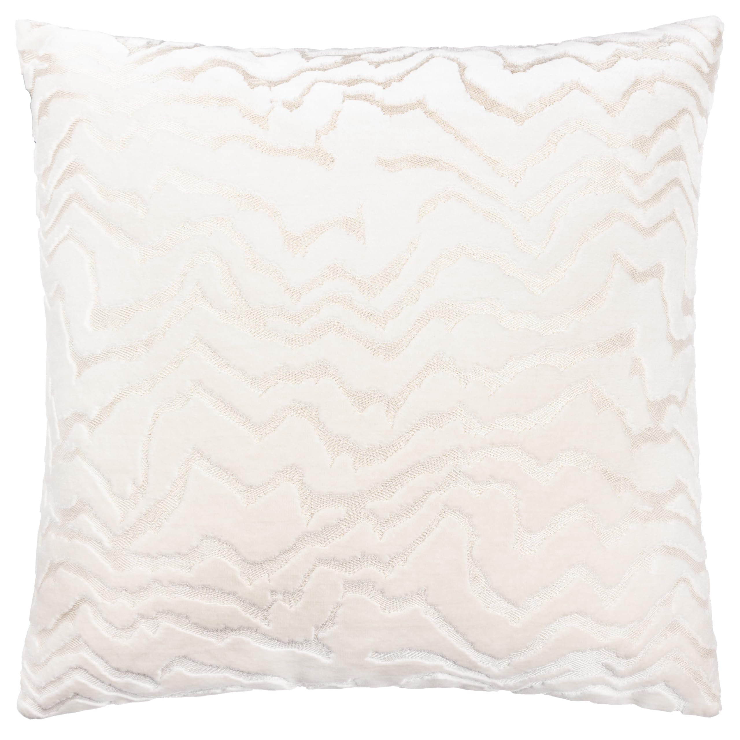 Paoletti Tierra Cushion Cover – Luxury Abstract Textured Cut Velvet Decorative Case (White – 50x50cm)