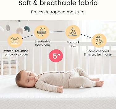 Dream On Me 2-in-1 Baby Fairy Dust Crib & Toddler Mattress, GREENGUARD Gold