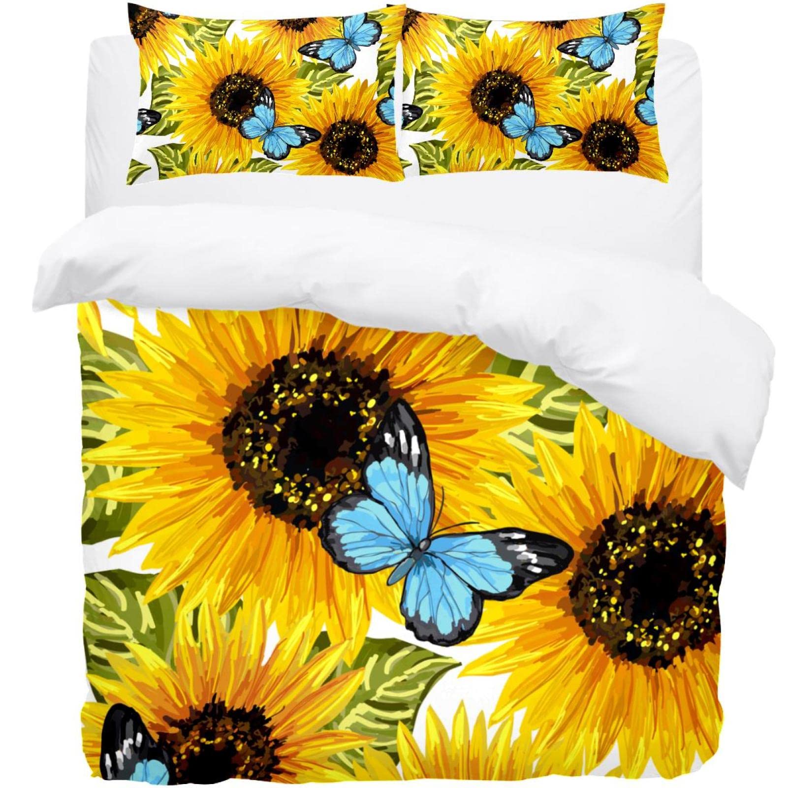 Parure de lit tournesol ultra douce avec housse de couette et taies respirantes