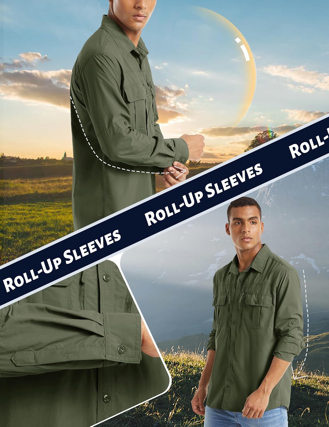 TACVASEN Men's Long Sleeve Fishing Shirt,Quick Dry Lightweight Button Up image 5