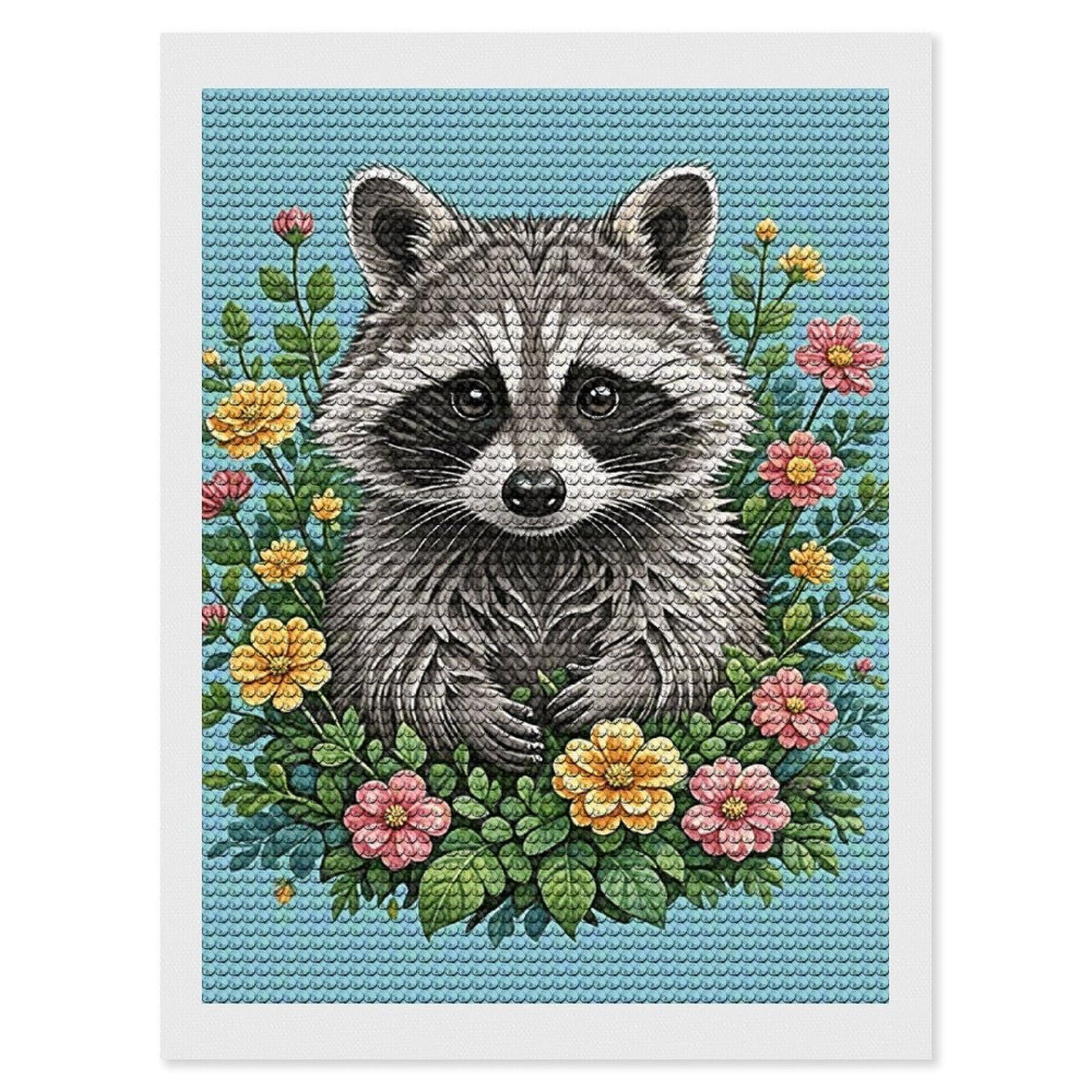 FodPand Raccoon 5D Diamond Painting Kits for Adults Beginners Full Drill Round Diamond Dots Pictures Gem Art Supplies for Home Wall Room Decoration DIY Craft Set Gift 12x16