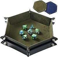 Vista 8 de 2 piezas de bandeja plegable portátil para dados de juegos de mesa RPG DND - Caja de almacenamiento con soporte de cuero sintético y terciopelo