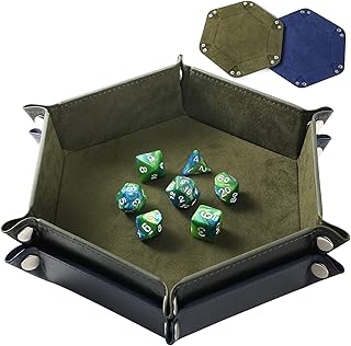 Sponsored Ad - Grajar 2 Pcs Portable Folding Dice Rolling Tray Set for RPG DND Table Games - PU Leather and Velvet Holder ...