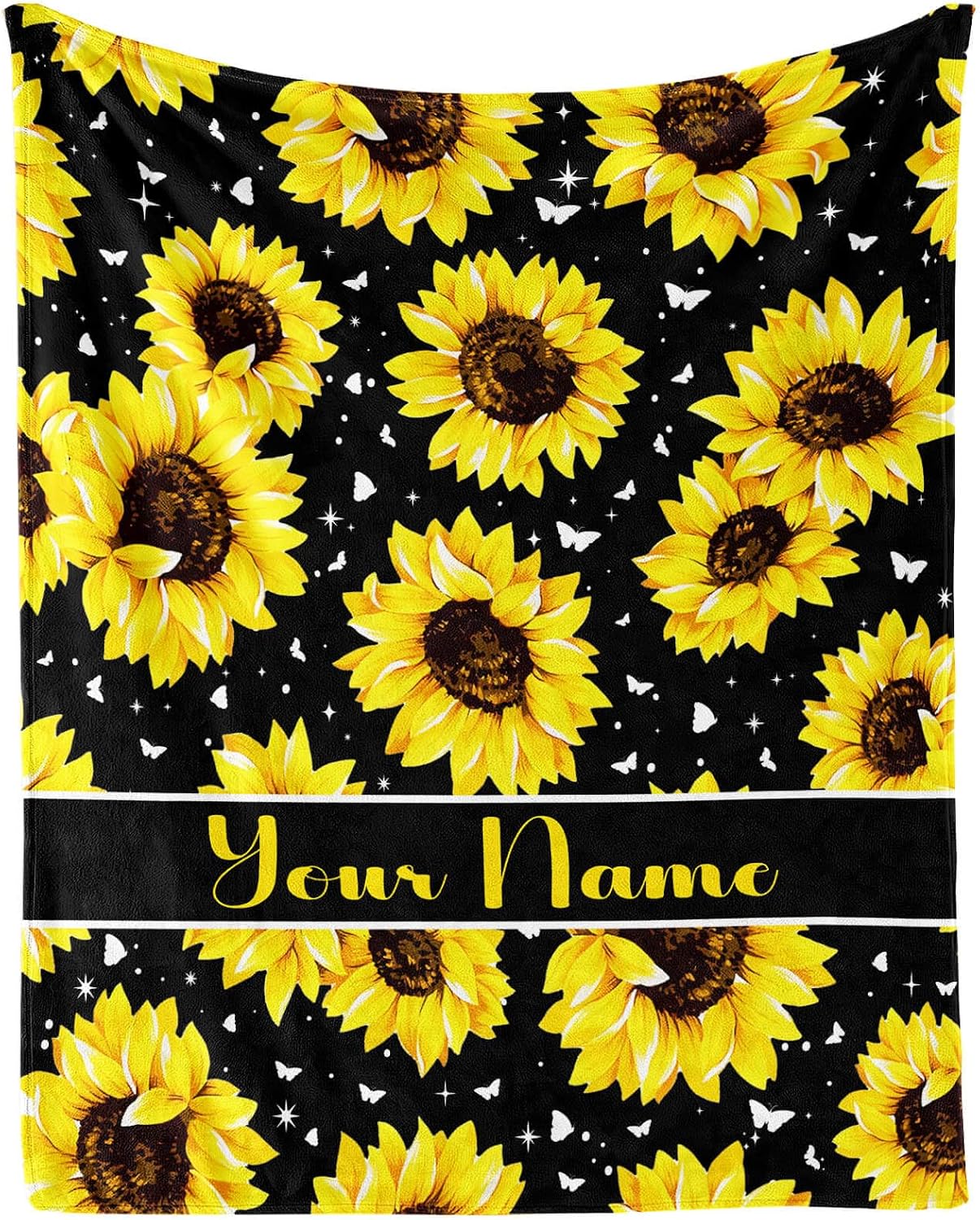 Custom Sunflower Blanket, 50"x60" Flannel Floral Sun Flower Themed Throw, Soft Nap Throw Blanket for Home Boys Girls Women Men Sunflower Lovers Gifts