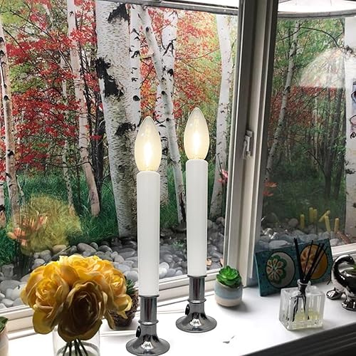Miniatura 5 de Luces eléctricas para ventana con sensor automático, lámparas de vela del atardecer al amanecer con base chapada en níquel, luces de ventana