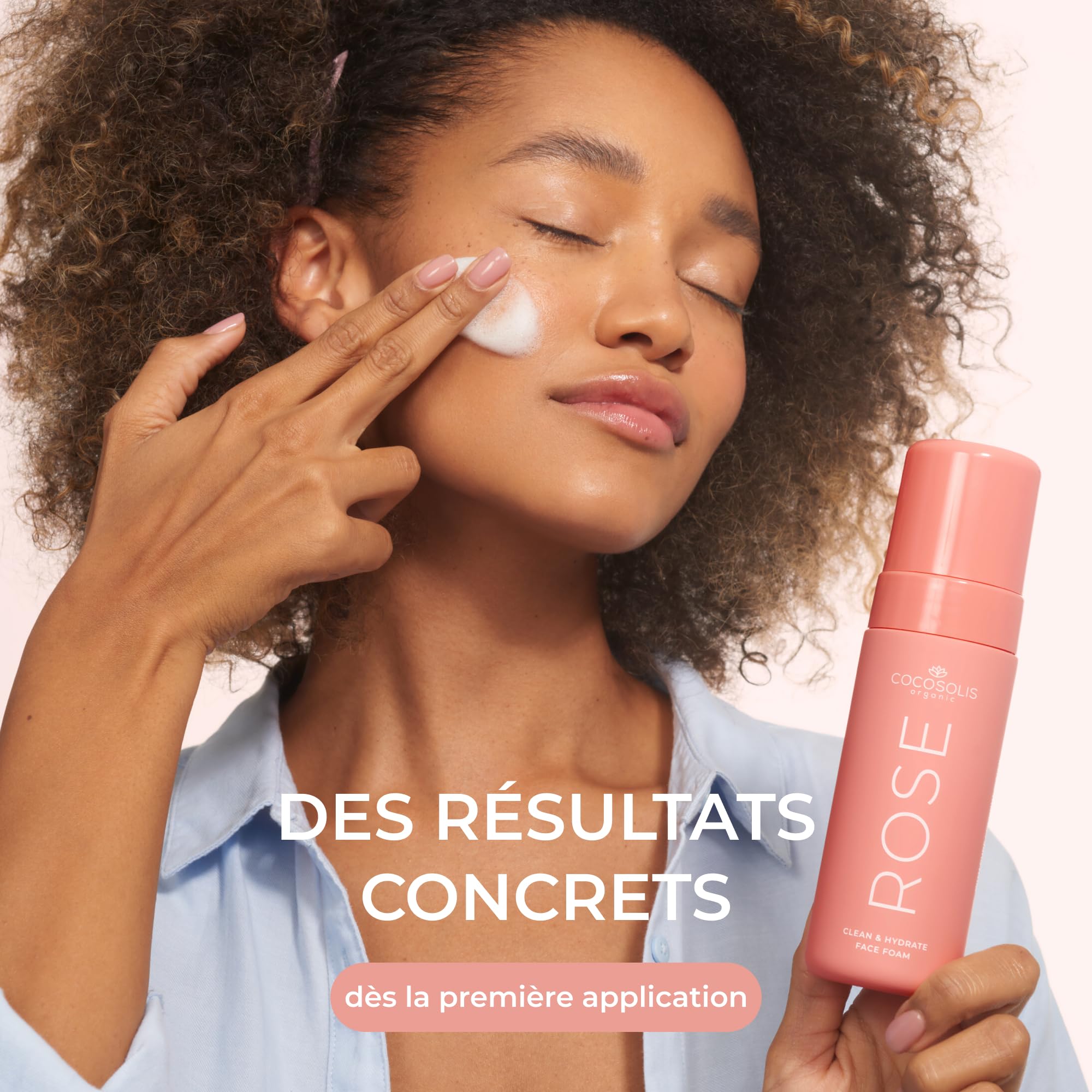 COCOSOLIS Rose Clean & Hydrate Mousse nettoyante pour le visage en profondeur avec acide hyaluronique hydratant et glycérine