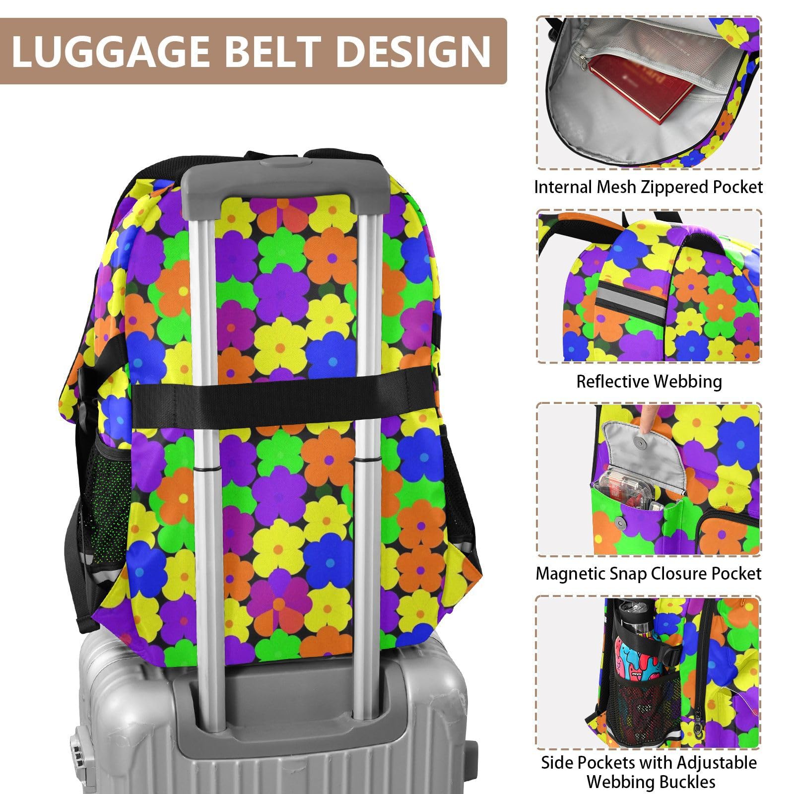 Plecaki na laptopa uroczy wzór kwiatowy Multicolo School College torba na książki