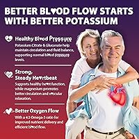 Vista 7 de Suplemento de citrato de potasio y gluconato de potasio, 1200 mg de dos formas de gomitas de potasio, con magnesio, omega-3, calcio, vitamina D3 K2