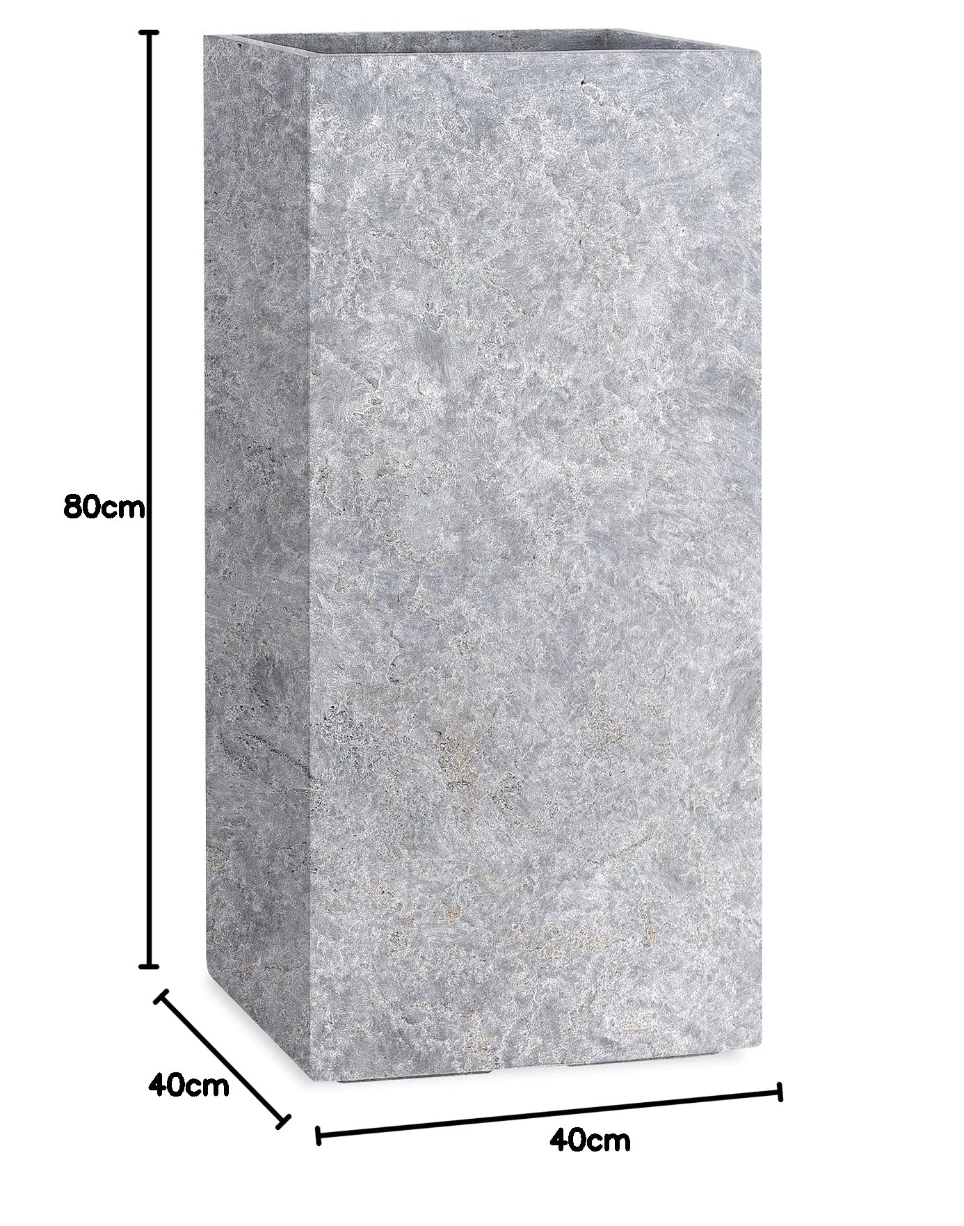 Pflanzwerk® Donica na rośliny, Tower Lava, jasnoszara 80 x 40 x 40 cm, doniczka na kwiaty, odporna na mróz, ochrona przed promieniowaniem UV, wysoka jakość