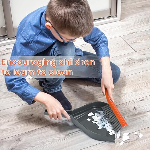 Miniatura 4 de SONCAL Juego de mini recogedor y cepillo, juego de recogedor pequeño y cepillo para el polvo, escoba, escoba, recogedor, escoba de mano pequeña y