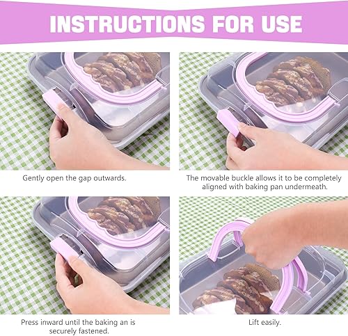 Miniatura 9 de Molde rectangular para pasteles con tapa, bandeja para hornear de 9 x 13 pulgadas con tapa y asa, antiadherente para hornear y asar y cocinar,