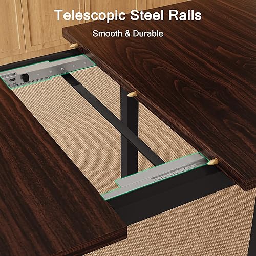 Miniatura 4 de Juego de mesa de comedor de 7 piezas, mesa de cocina extensible de 63 pulgadas con 6 taburetes, mesa de comedor moderna de mediados de siglo con