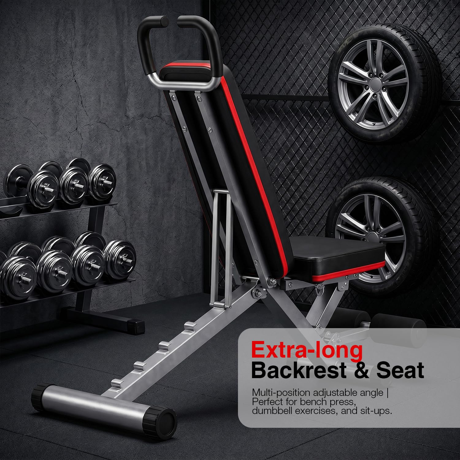 Adjustable Exercise Chair for Home Gym – Foldable Back Extension Bench for Core, Hip & Lower Back Workout – Multi-Functional Hyperextension Bench for Full-Body Exercise（with Illustrated Training Action Guide）