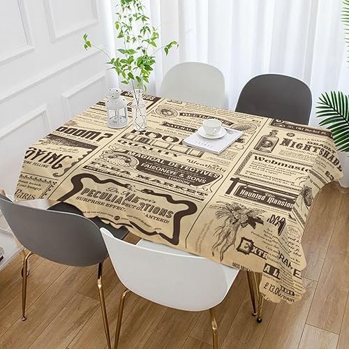 Miniatura 5 de Mantel cuadrado de poliéster con diseño de búho de periódico, impermeable, resistente a las manchas, a las arrugas, lavable, para picnic, cena,