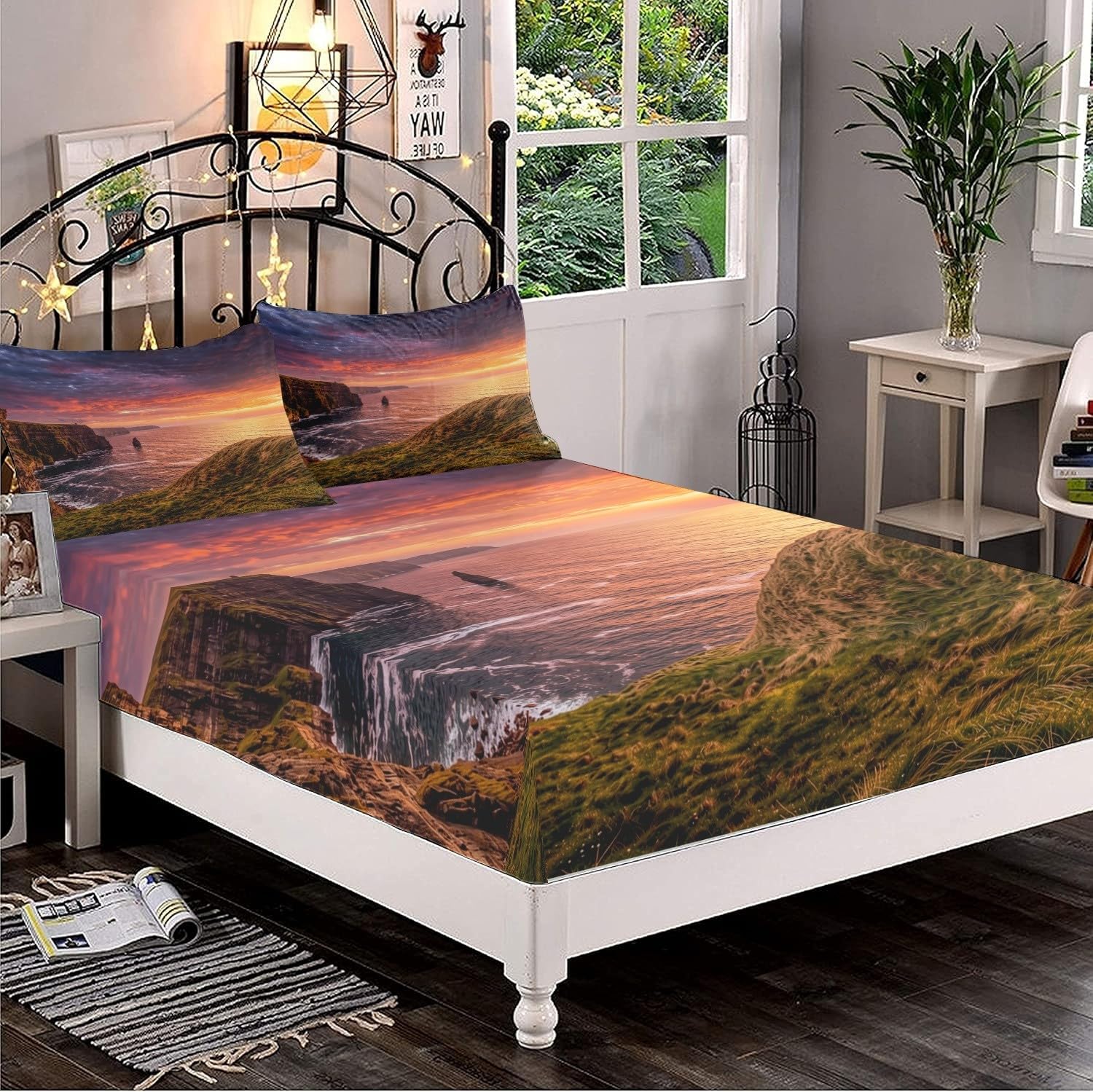 Przeciwzmarszczkowe prześcieradło z gumką zestaw 180 x 200 cm z 2