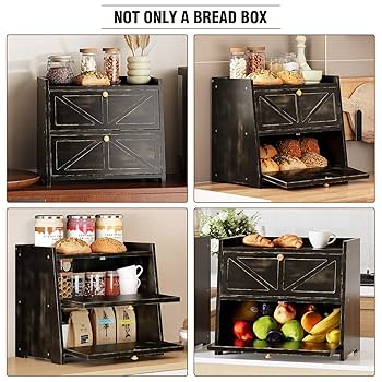 Amazon.com: Trironsun Vintage Double Layer Bread Box for