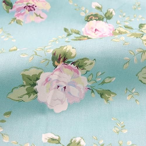 Vista 7 de Hanjunzhao Green Fat Quarters - Paquetes de tela de edredón precortado, 18 x 22 pulgadas (floral verde) Verde Floral,Floral rosa