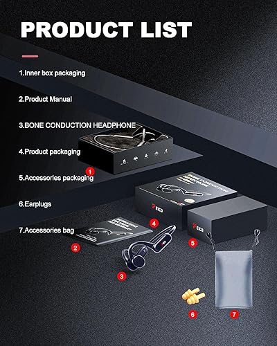 Miniatura 6 de Auriculares de conducción ósea, auriculares Bluetooth 5.3 de oreja abierta con micrófono  Modo MP3 integrado de 32 GB y 10 horas de reproducción,
