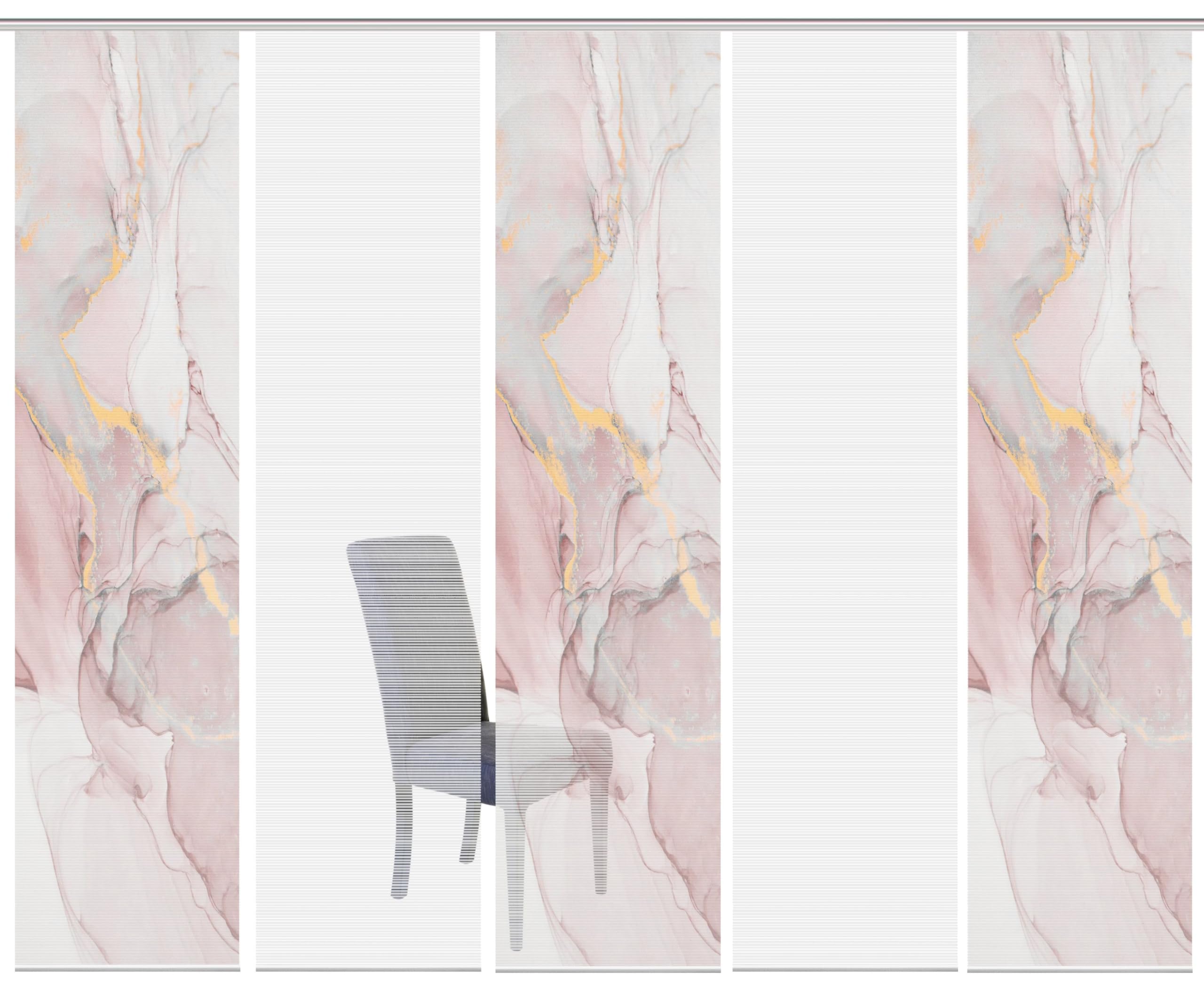 Vision S 5er-Set Schiebevorhänge MARMOSA, halbtransparent, Höhe 260 cm, Rose