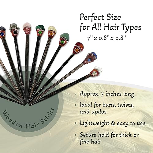 Miniatura 3 de Juego de palillos de madera con piedras preciosas curativas naturales y curativas  al por mayor para mujer, regalos hechos a mano, accesorios