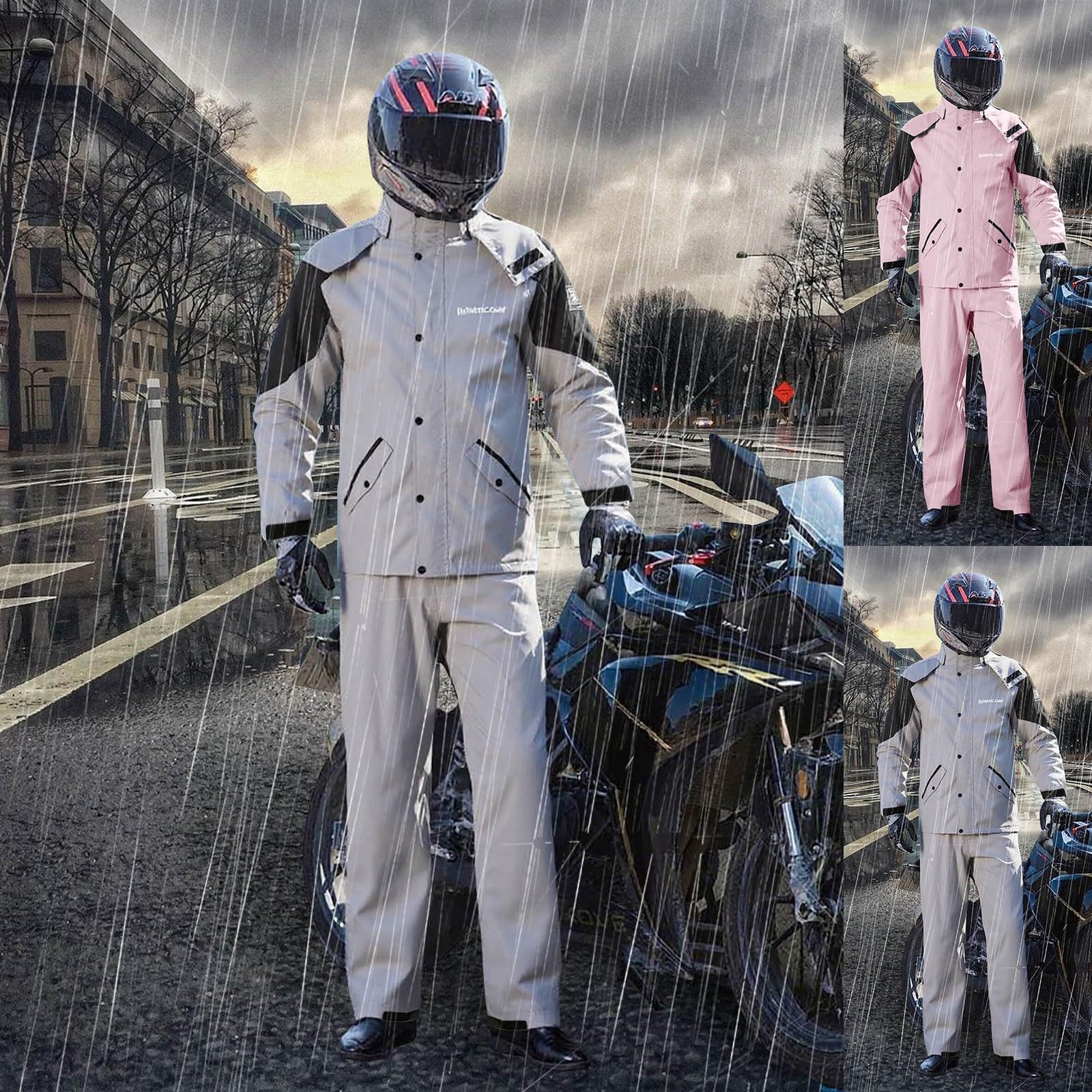 Traje de lluvia para hombre y mujer, impermeable, pantalones de lluvia, traje para exteriores, chubasquero de dos piezas y pantalones, ropa de lluvia para moto, ciclismo, senderismo y camping