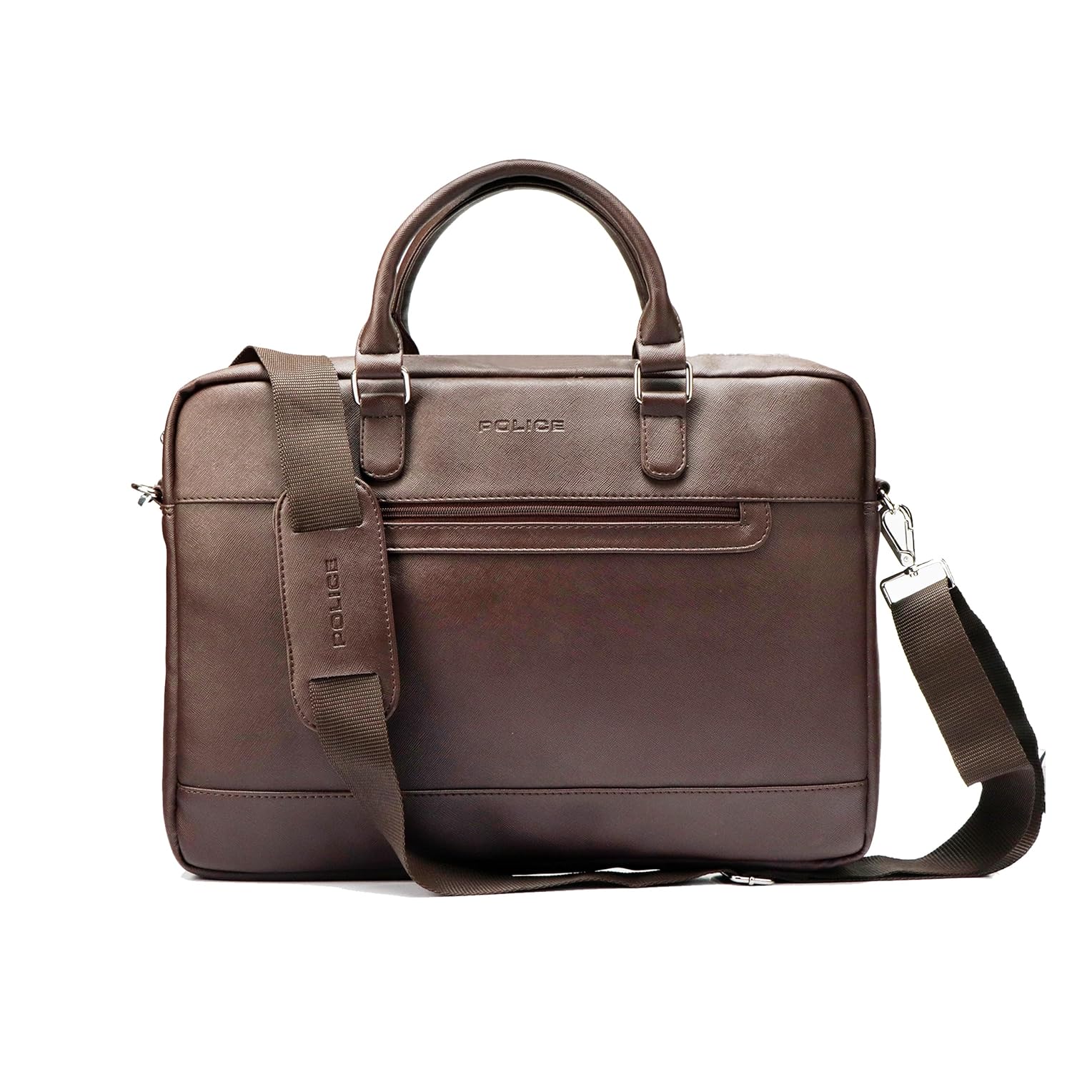 POLICE Laptop Messenger Bag For Men and Women | 15 Inch Briefcase Leather Office Bag For Men With Splashproof And Padded Protection | Multipocket with Adjustable Shoulder Strap – Black