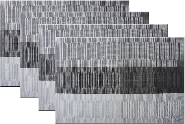 Bright Dream Placemats Set of 4 for Dining Table Mats Heat Resistant4Blacek+Grey