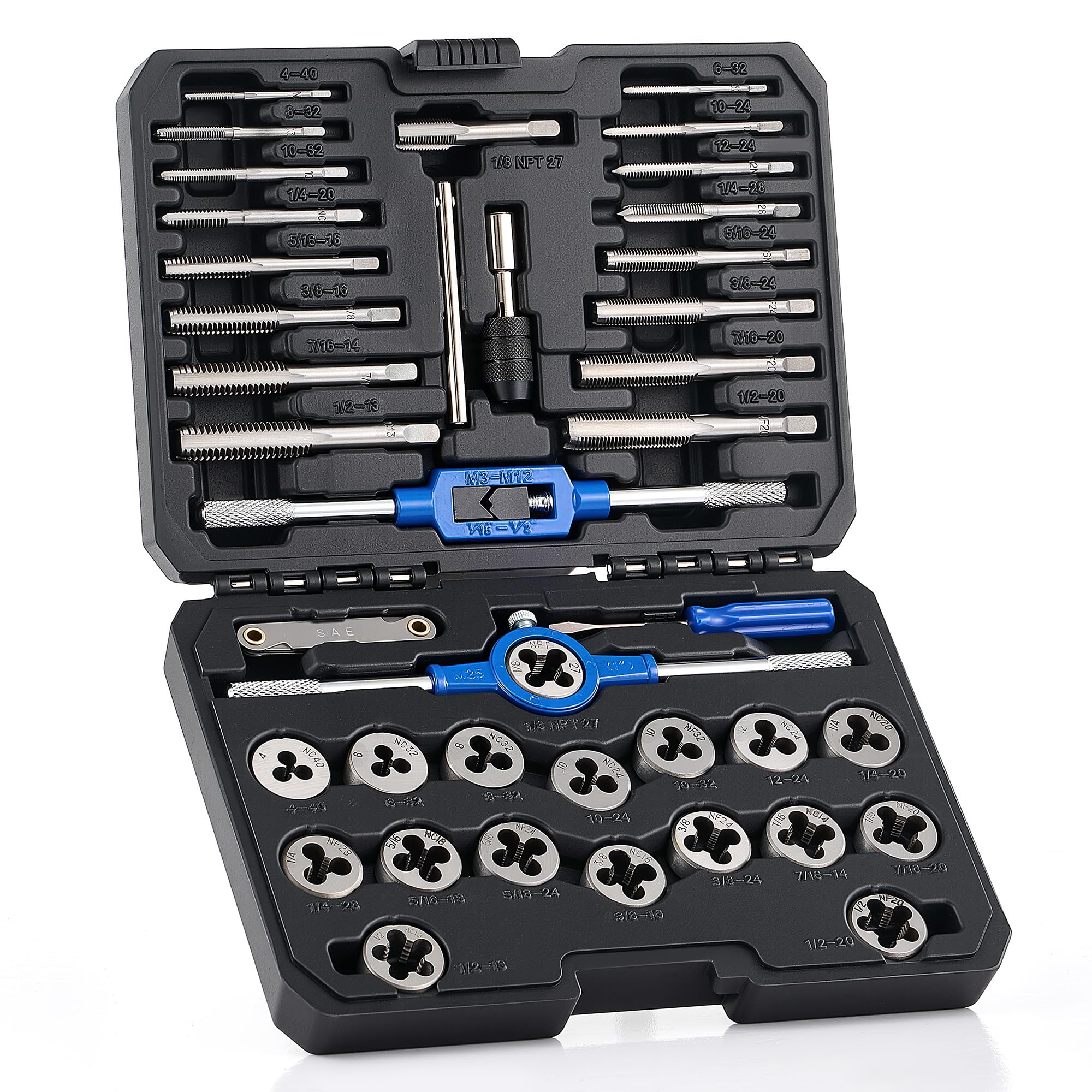 OMT Tap & Die Set - SAE & Metric Threading Kit -11