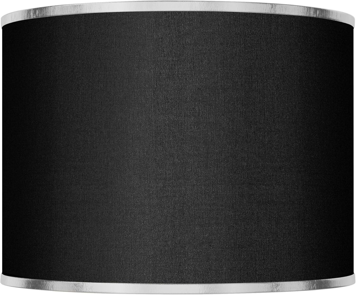 Drum Lamp Shade (Pre-Assembled) s Black Silver Metallic Medium 13.5" Top x 13.5" Bottom x 10" High Spider with Replacement Harp and Finial Fitting - Springcrest