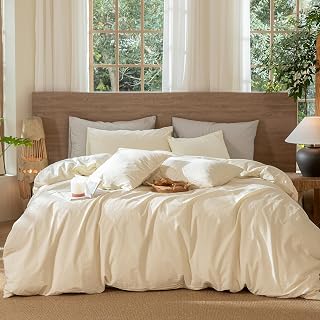 MooMee cream washed cotton duvet cover set
