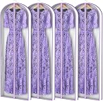 Zilink Breathable Dress Bags for Gowns 72" Clear Wedding Gown Garment Bag for Hanging Clothes with 4" Gussted for Long Evening Dresses, Fur Coat, Long garment Bags for Evens, Set of 2