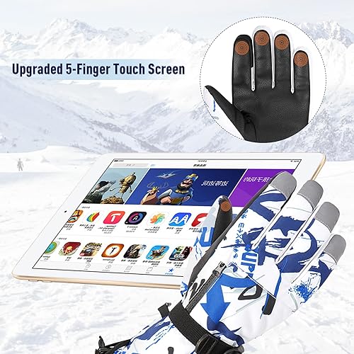 Miniatura 5 de Zando Guantes de nieve para niños y niñas, guantes impermeables de invierno para mujeres y hombres, guantes de esquí para niños, guantes cálidos de