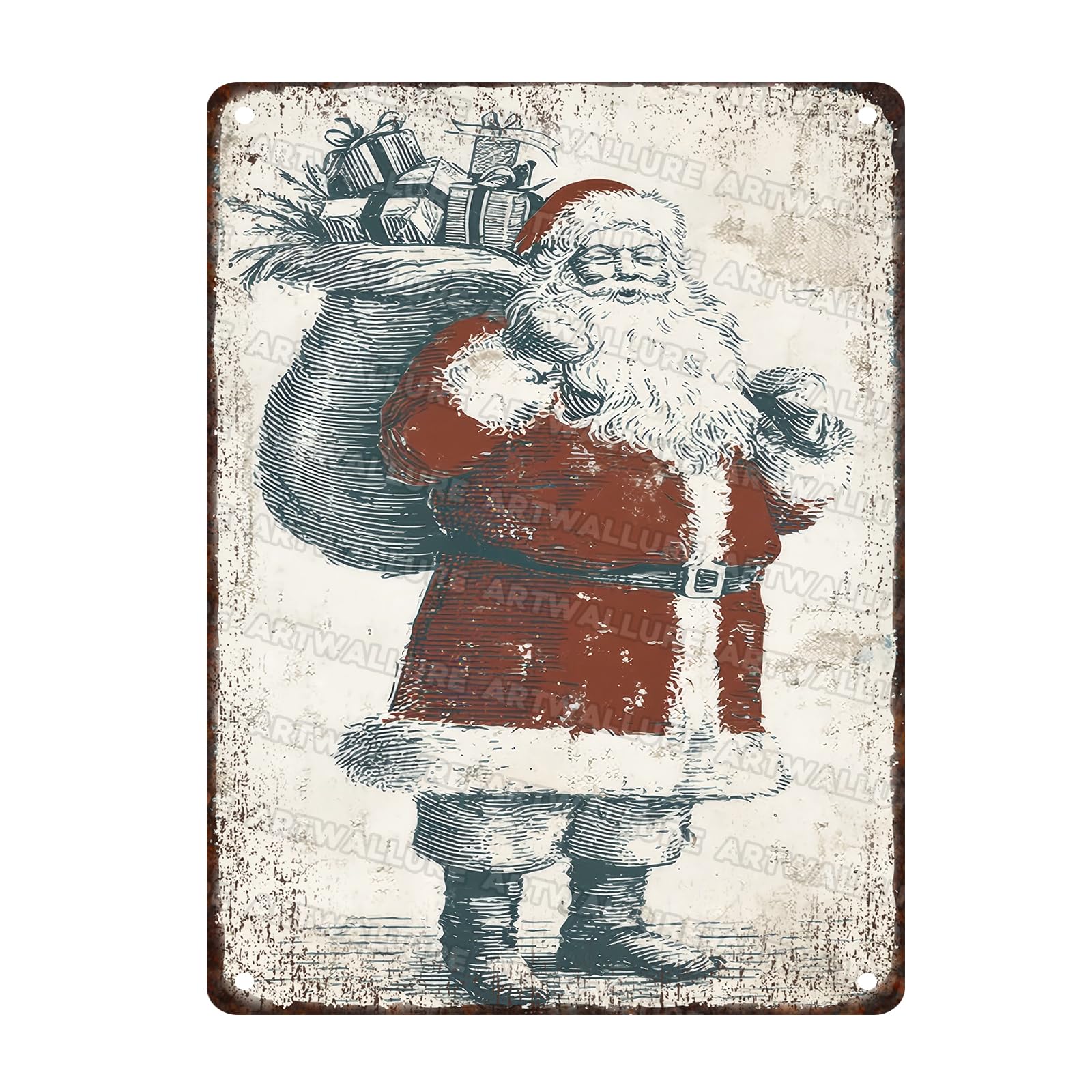Retro Santa Claus Metal Wall Plaque Nostalgic Yard Decor for Snowman Gathering Corners Enchanted Winter Evenings 12x16inch
