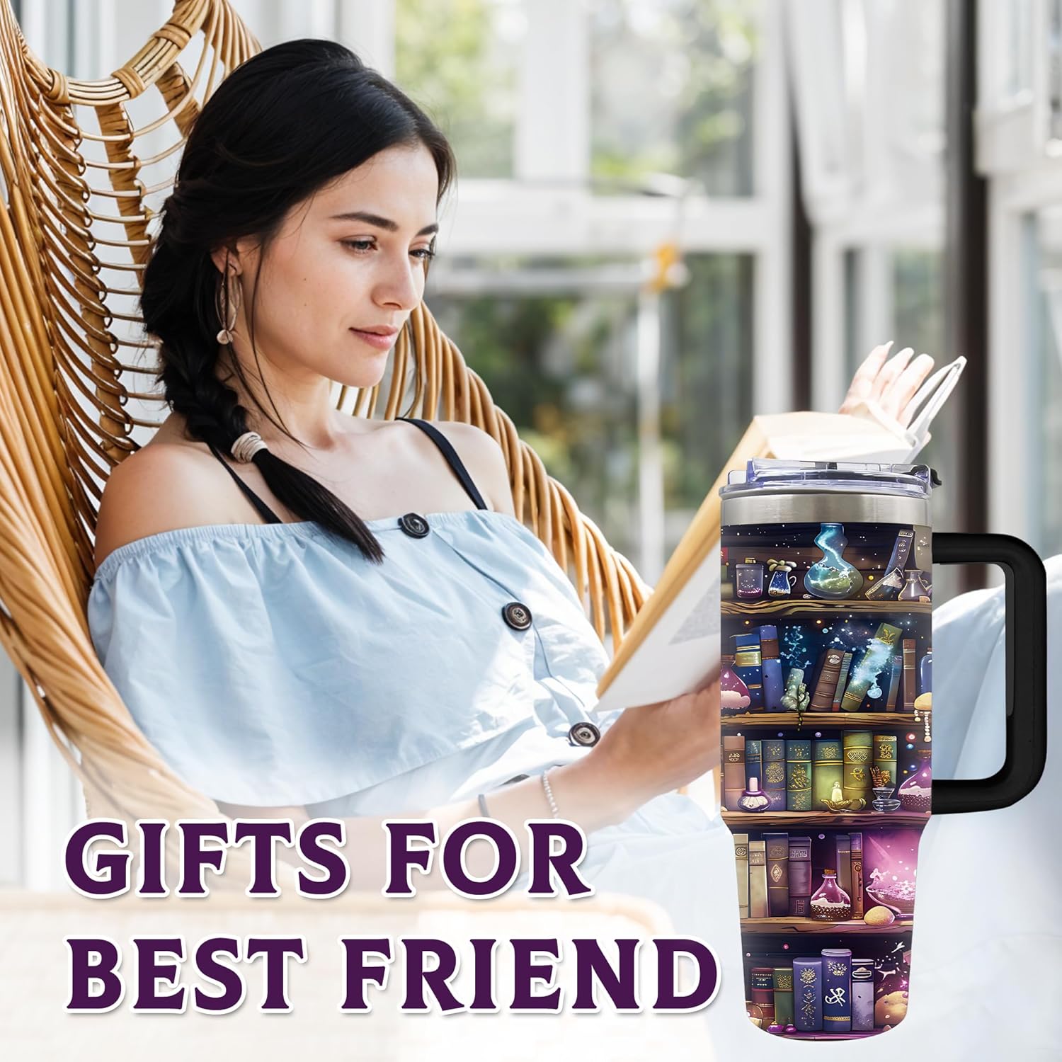 Book Lovers Gifts 30oz Tumbler with Handle and Straw, Book Tumbler for Friend, Bookish Gifts for Women Readers Librarian, Book Accessories Travel Mug, Birthday Valentines Day Gift for Her, 1 Pcs - Image 6