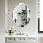 ANYHI 55cm Miroir rond, Miroir mural pour salle de bains entrée salon, Miroirs de salle de bain pour mur, Miroir sans cadre en argent