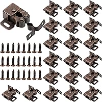 Bonuci 20-Pack Double Roller Cabinet Door Latches - Antique Copper Catches for Kitchen Closets, Sturdy Steel Hardware
