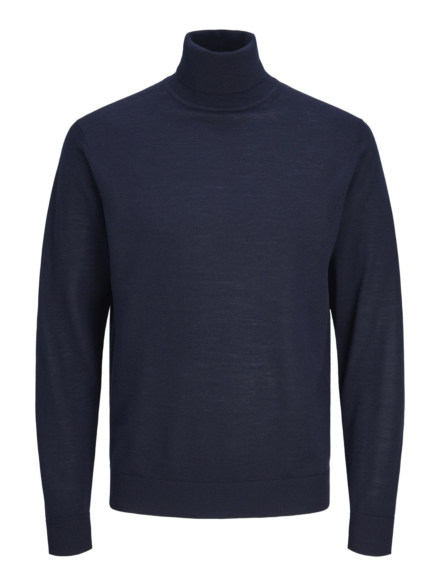 JACK & JONES Male Turtleneck Pullover Plain Turtleneck Sweater, Night Sky, M
