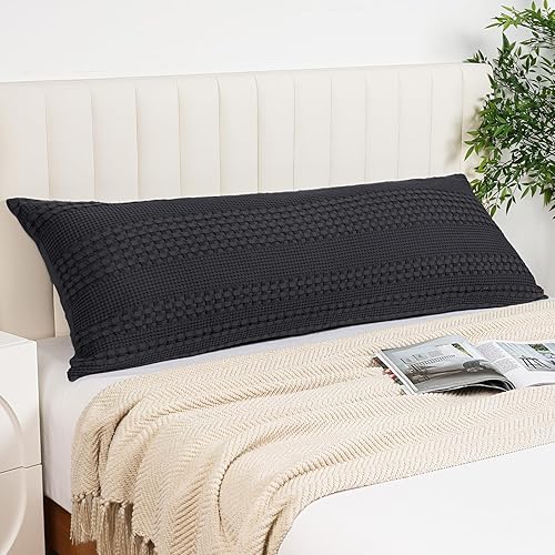 PHF Funda de almohada 100% algodón con cremallera, 1 paquete de 20 x 54 pulgadas, suave, transpirable, agradable al tacto, funda de almohada
